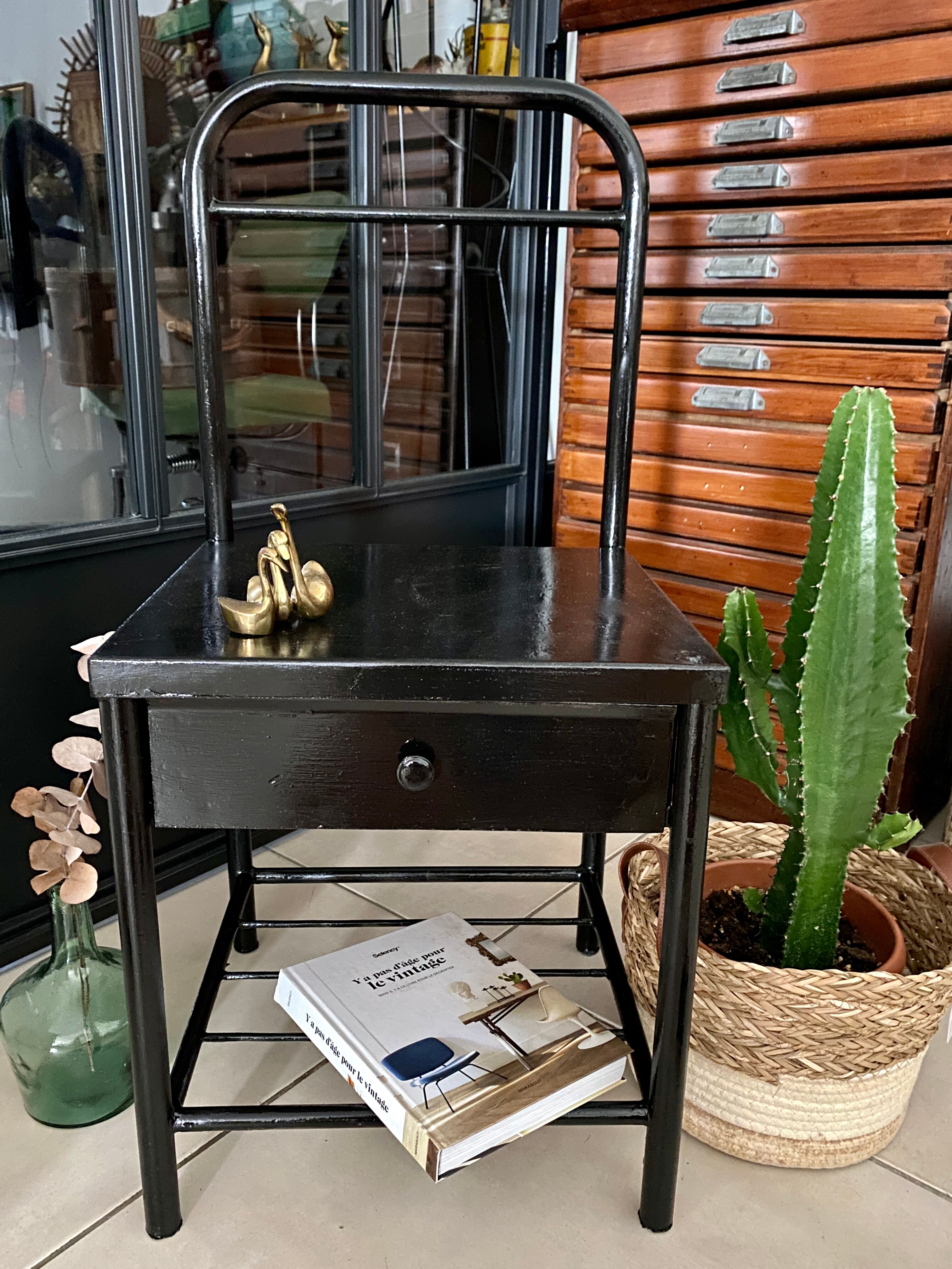 Vintage boarding school bedside table