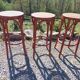 3 wooden bar stools with caning