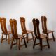 De Puydt brutalist dining chairs in solid oak. Circa 1970.