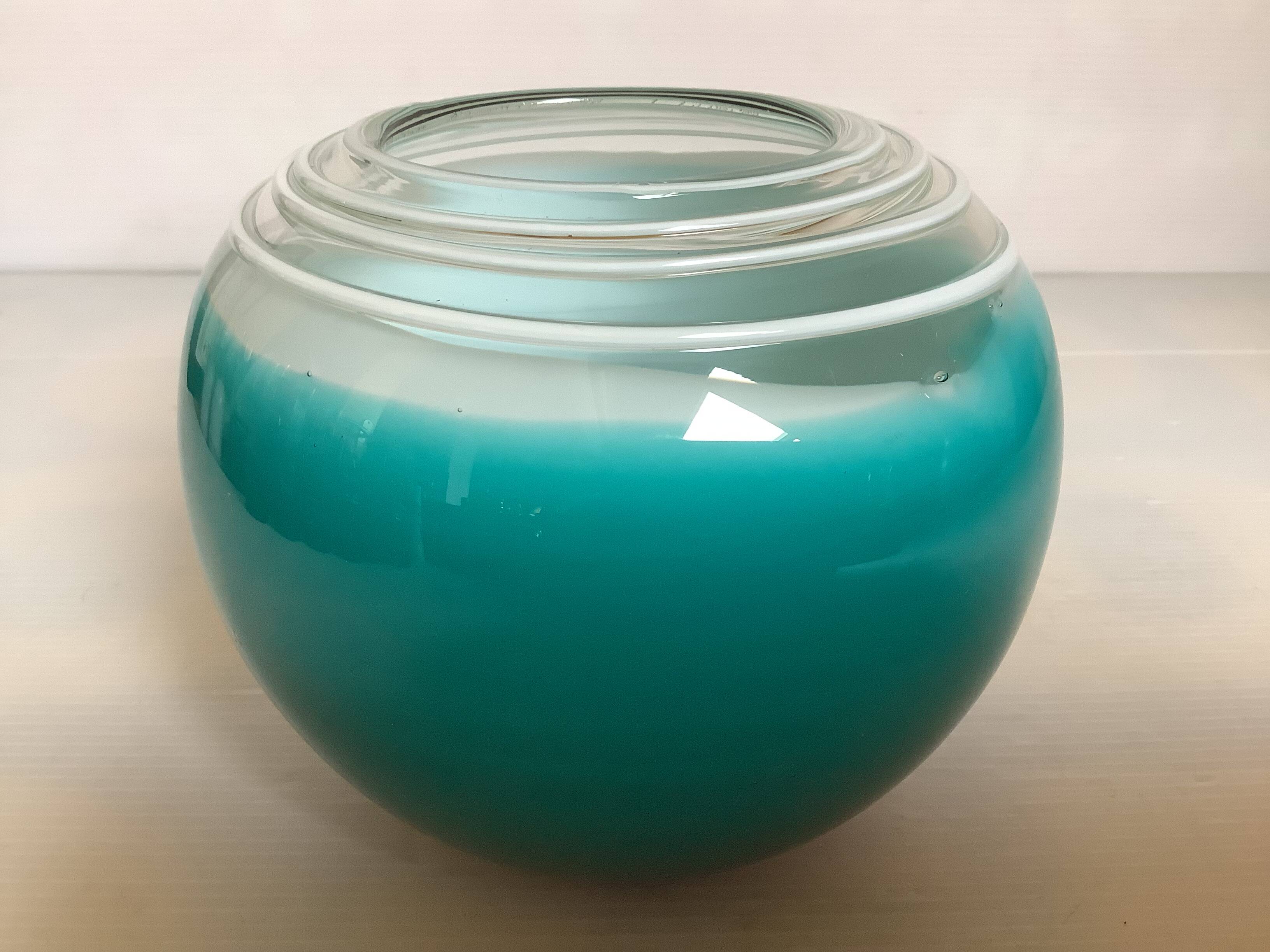 Small turquoise blue Murano style vase