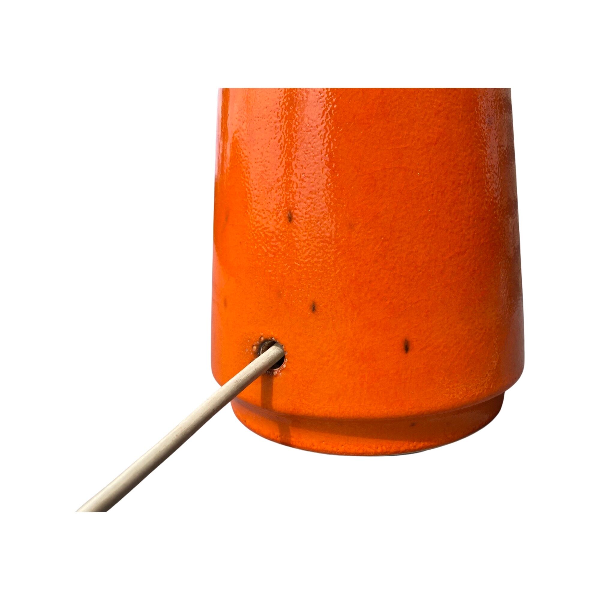 Large Rare Vintage Floor / Table Lamp Made In Germany 1960s | Orange-Blue Vulcano Style With Shade