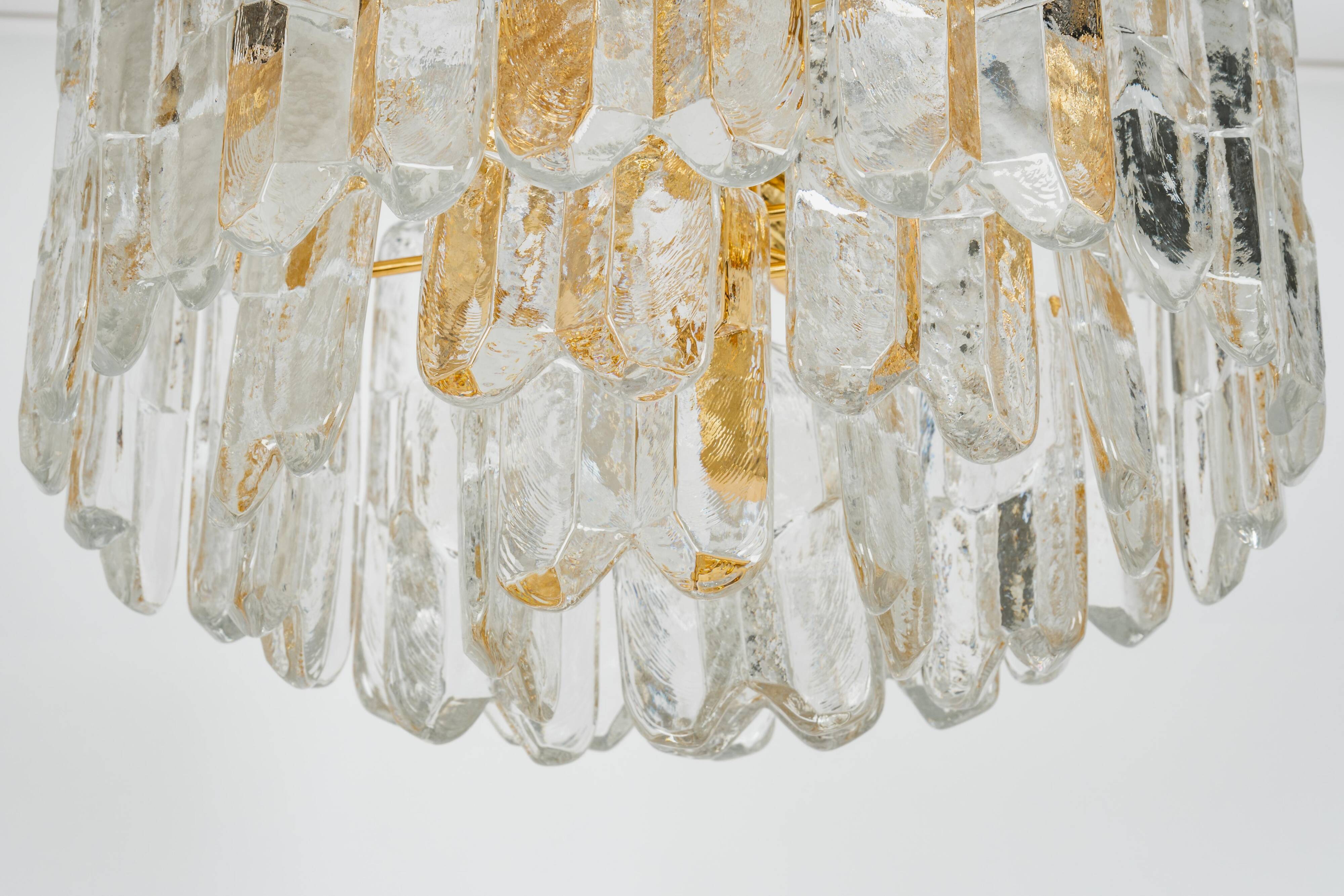 Murano glass light fixture in brass Palazzo, Kalmar, Austria, 1970s