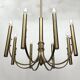 Sciolari, Vintage Italian large 8 lights brass chandelier. 1970s