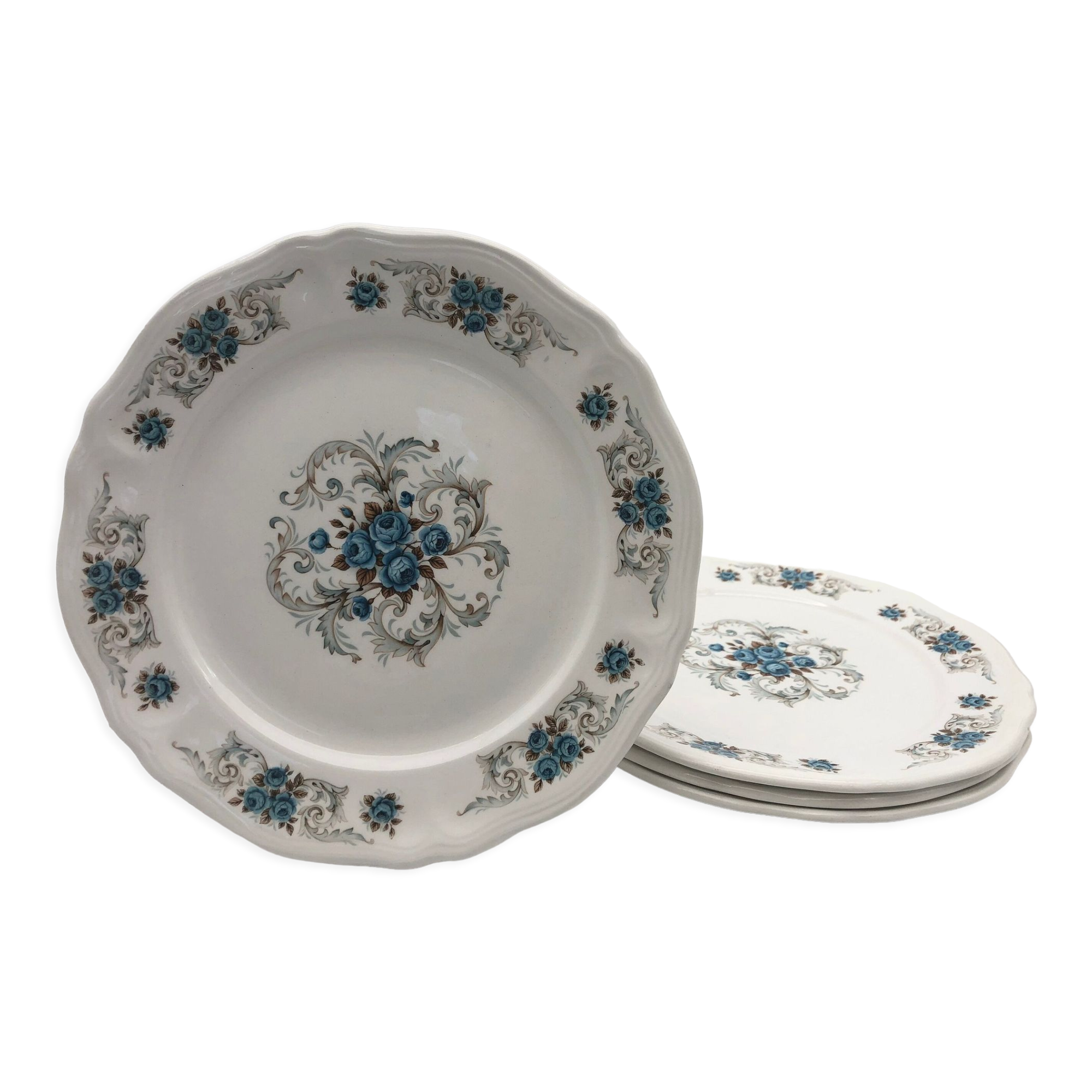 4 Orchies Moulin des Loups dessert plates, Sevigné model