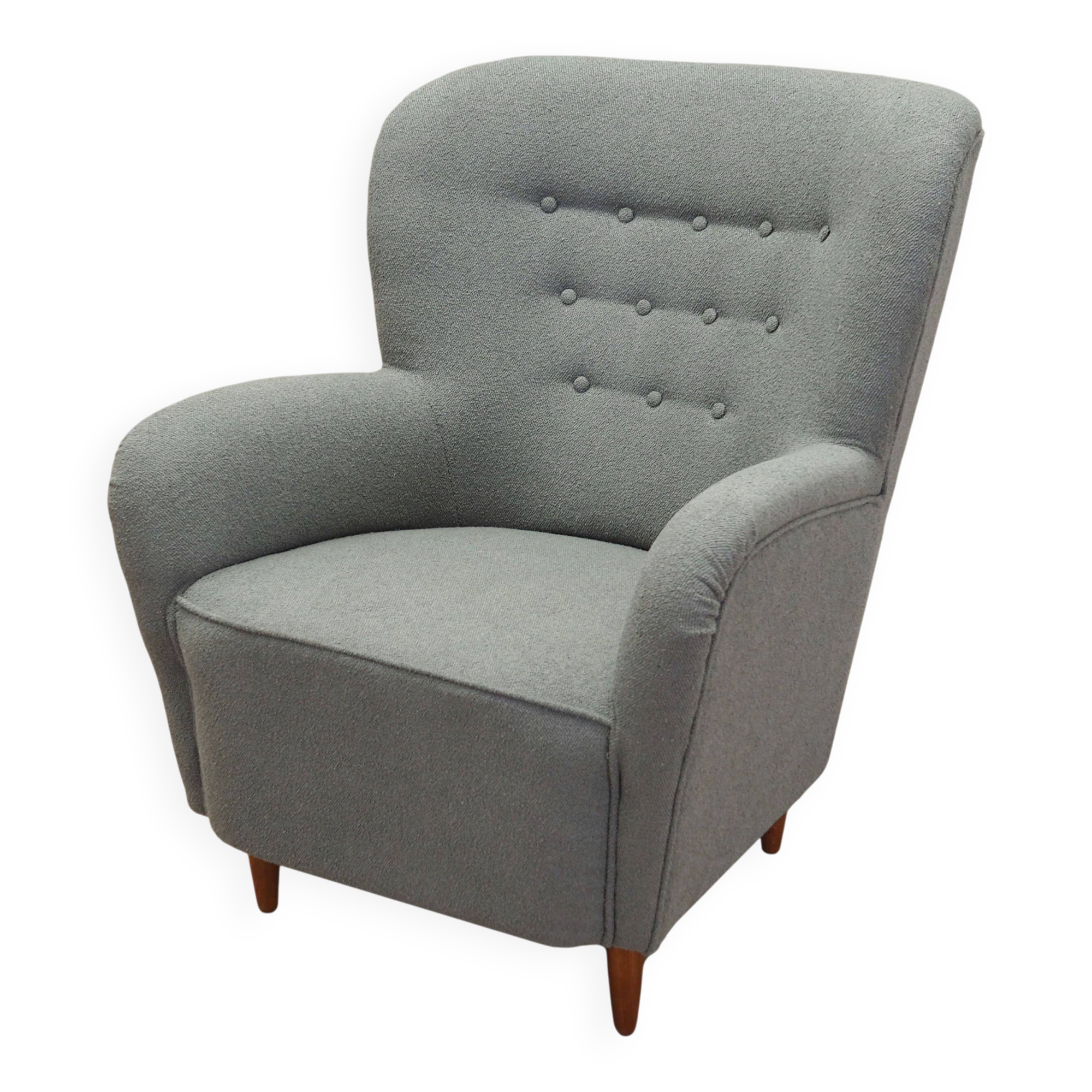 Fauteuil gris, design scandinave, production : Danemark