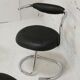 4 chairs tubular steel, imitation black leather, Italy, circa 1970