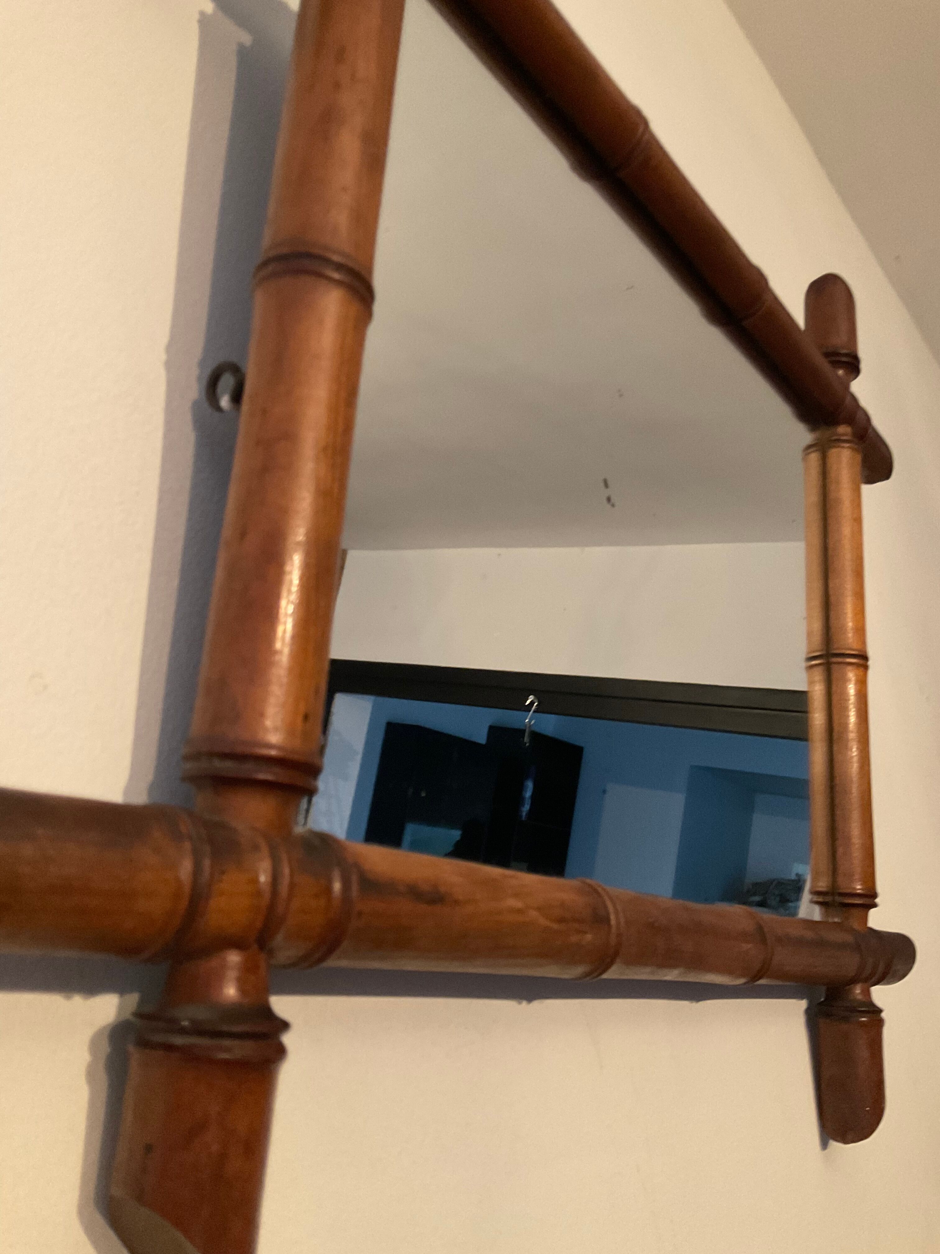 Rattan bamboo mirror from the 50s-60s