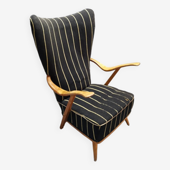 Danish wing chair leather cocktail armchair