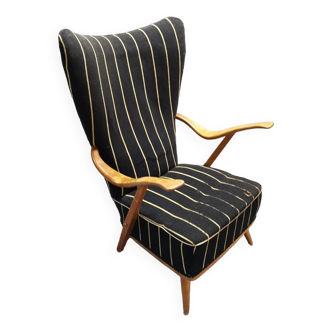 Danish wing chair leather cocktail armchair