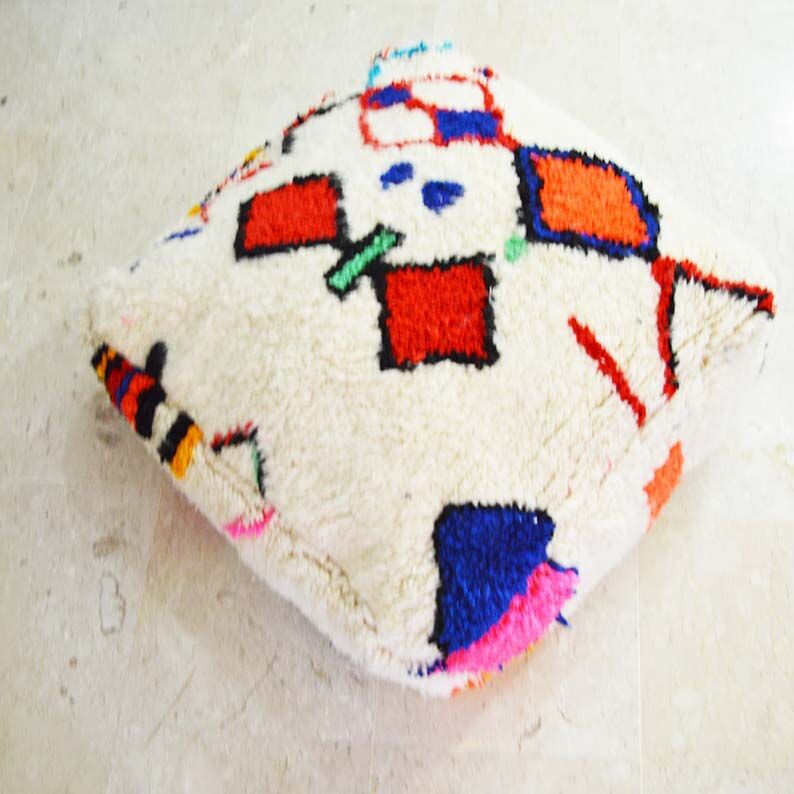 Colorful berber beery poufs azilal 60 x 60 x 20 cm