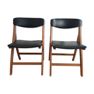 Lot de 2 chaises en bois et skai