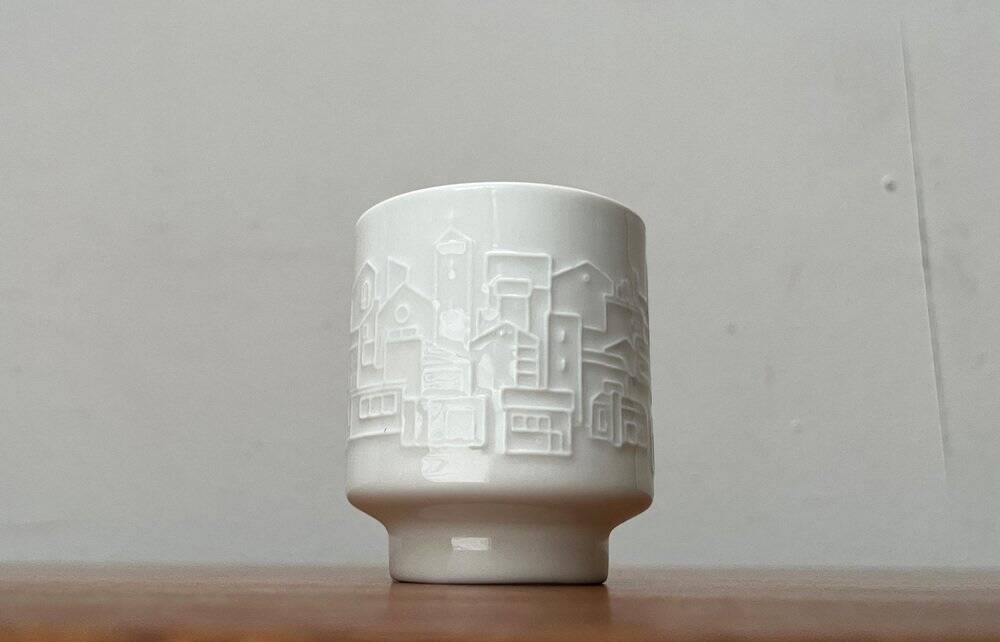 Vintage Mug Vase in German Porcelain with Architectural Patterns by Hans Achtziger for Hutschenreuther