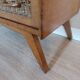Commode bois et rotin vintage années 50
