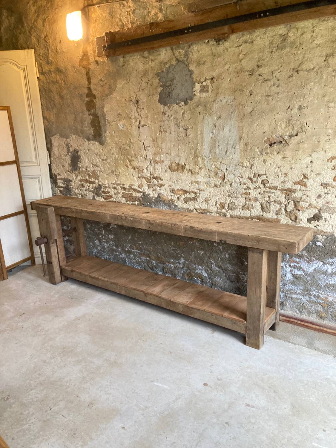 XXL solid oak console workbench