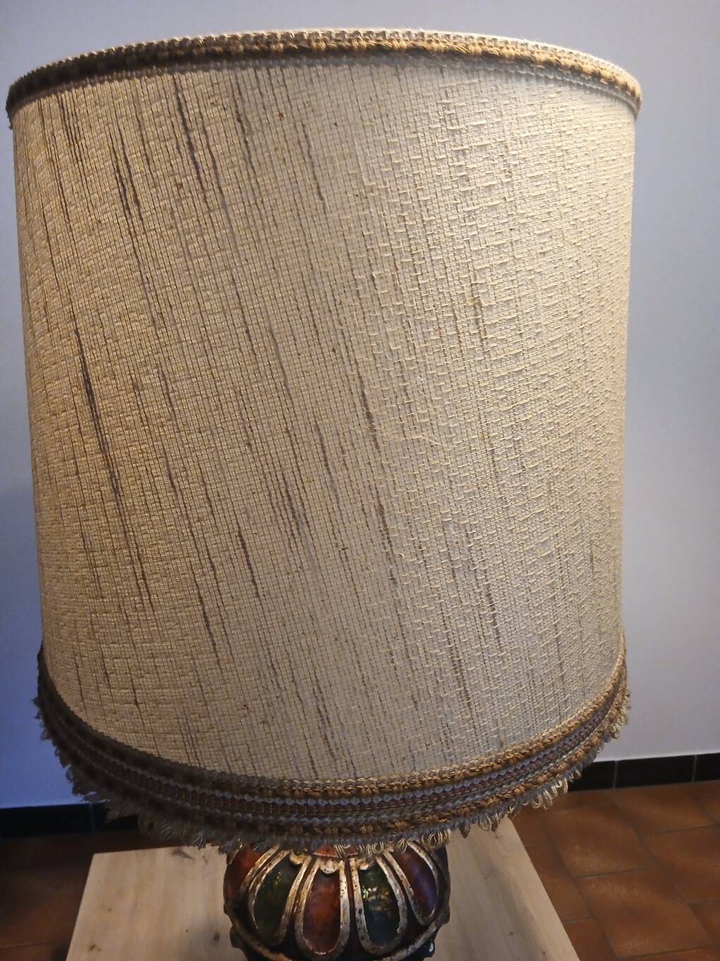 Vintage 1960s Venetian lamp – wooden base – Total height: 1.00 m