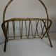 1960 magazine rack faux bamboo in beaten gold iron Italian craftsmanship