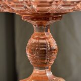 Pink glass coupe footed H20 D 15.5