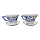 Set of white and blue porcelain flower cups from the early 20th century