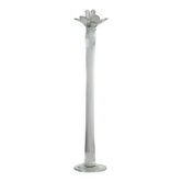Large Vintage Murano Glass Candle Holder with Flower Head - Clear Ribbed Glass, 1930s Italy