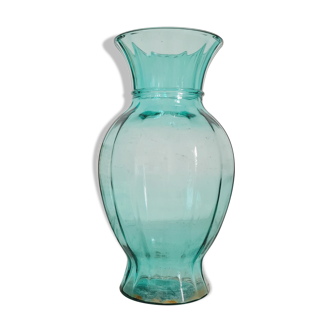 Old transparent blue vase