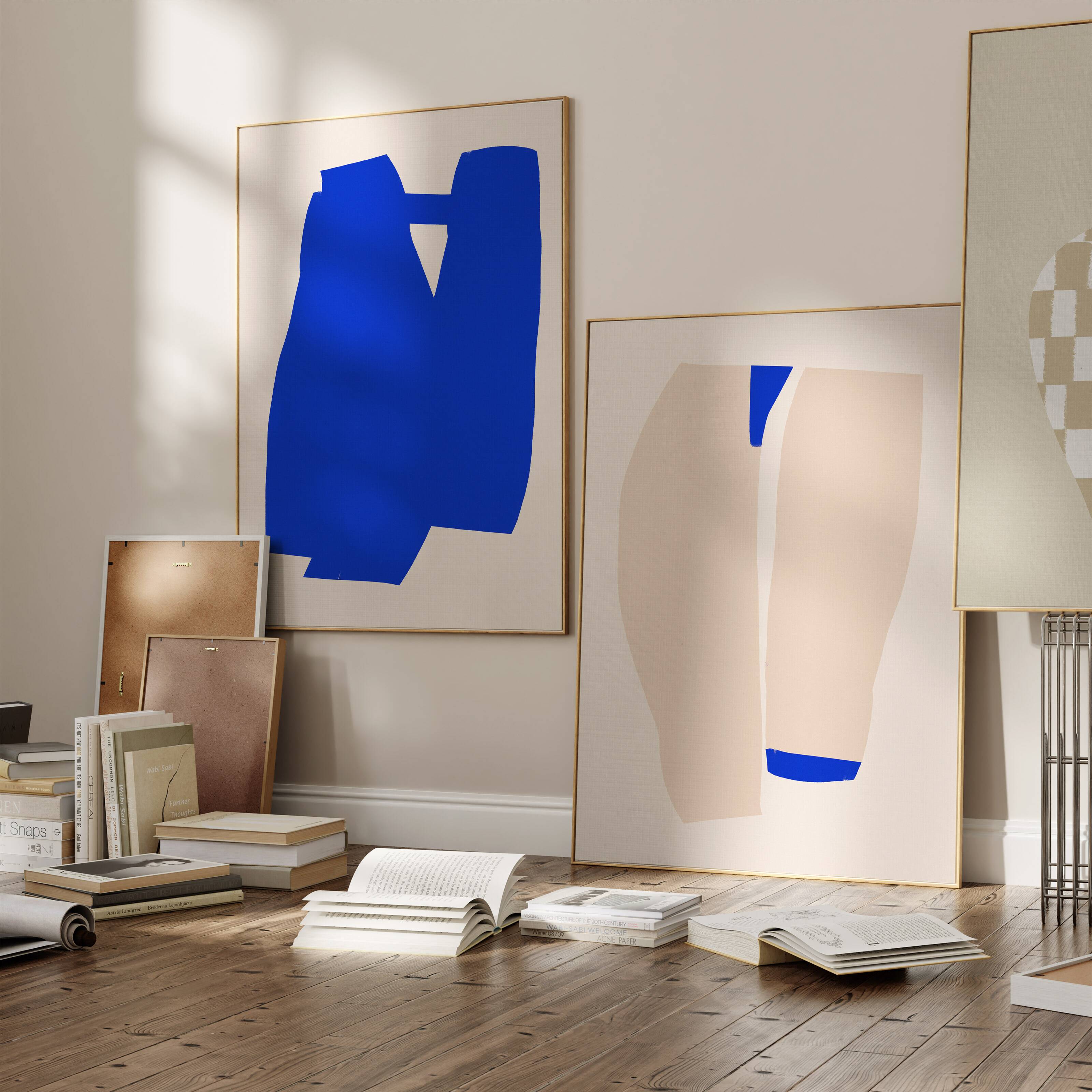 Pair of prints, abstract wall art set of two, 50x70cm