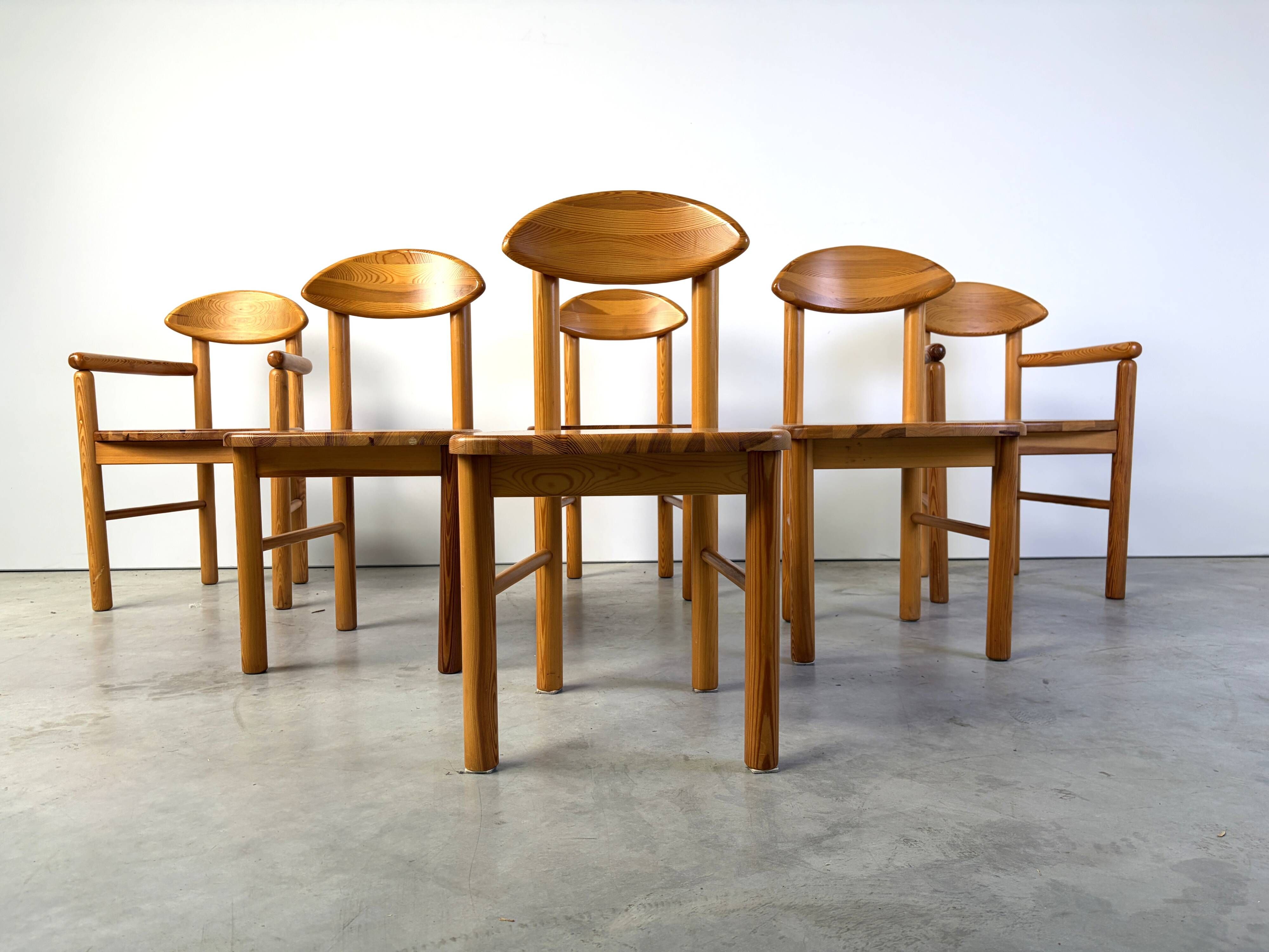 Set of 6 Scandinavian solid pine wood dining chairs by Rainer Daumiller for Hirtshals Savvaerk