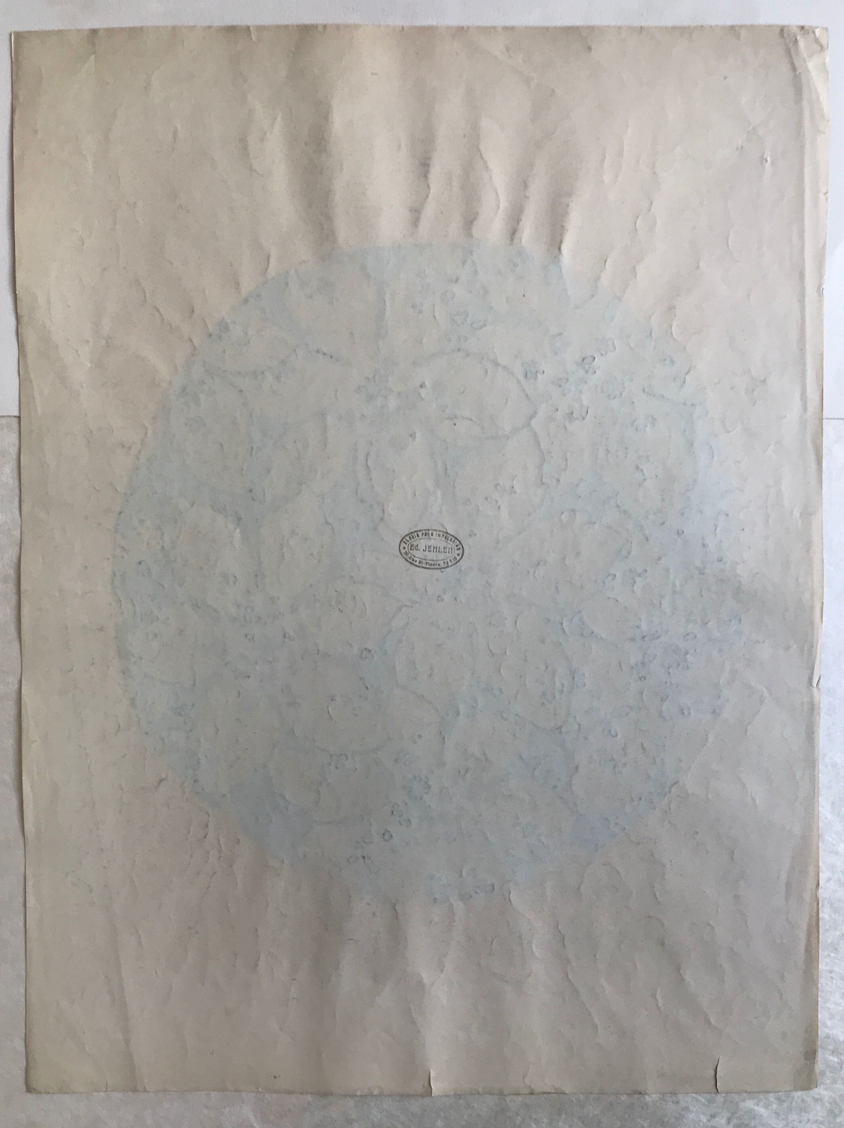 Original gouache on paper by Editions JEHLEM, floral decoration (rosette), twentieth century, Paris