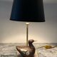 Artifex lamp with cloisonné wooden birds and travertine from the 1960s-70s.