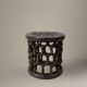 Dark brown hand-carved Bamileke stool and side table in solid wood, Cameroon, African Art, 1950s