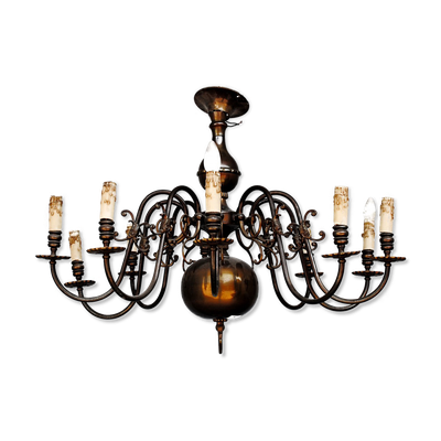 Lustre de style Hollandais en cuivre 10 feux