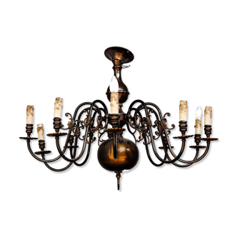 Lustre de style Hollandais en cuivre 10 feux