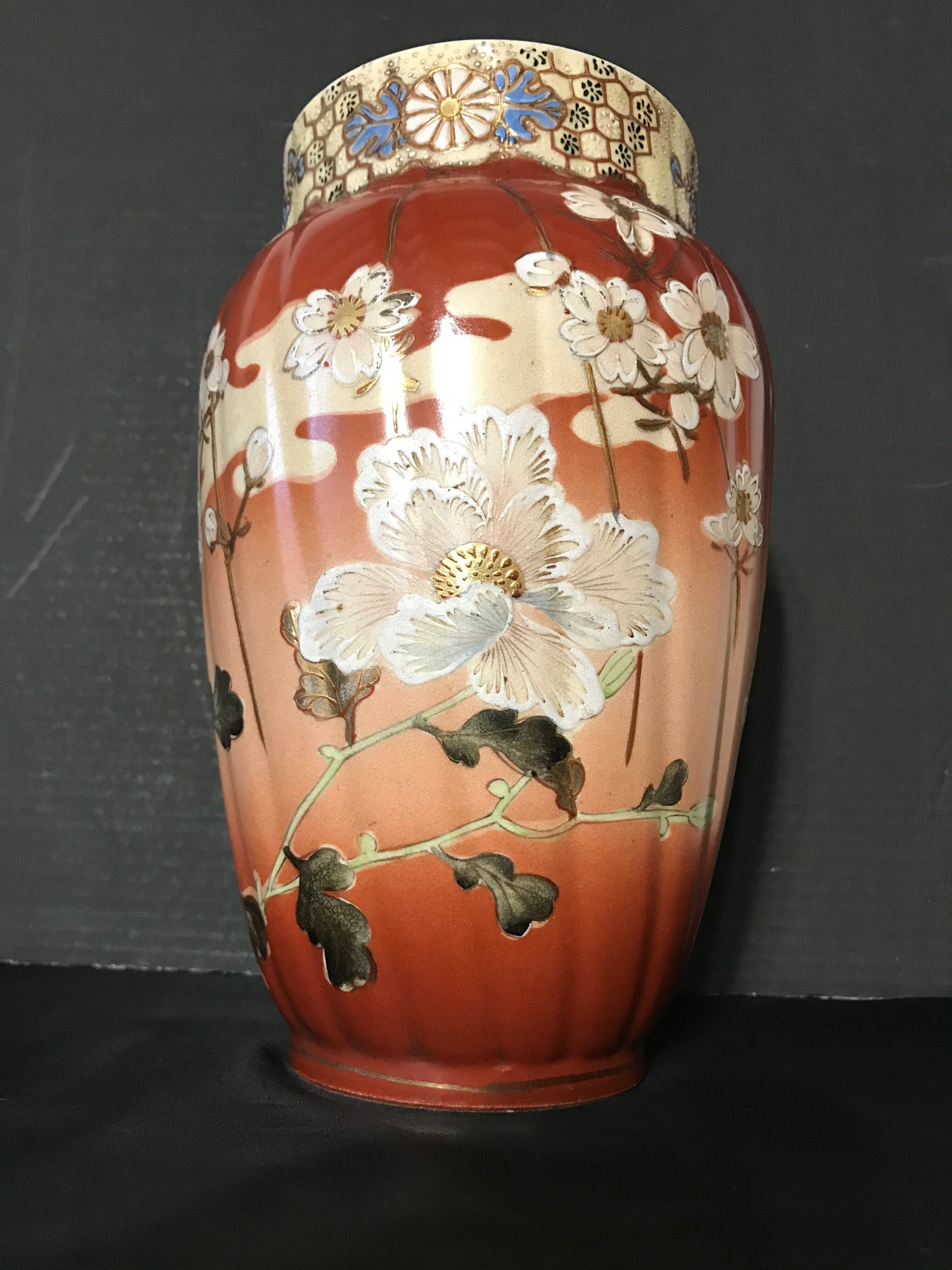 Vase - enamelled faïence with hand-painted gilding