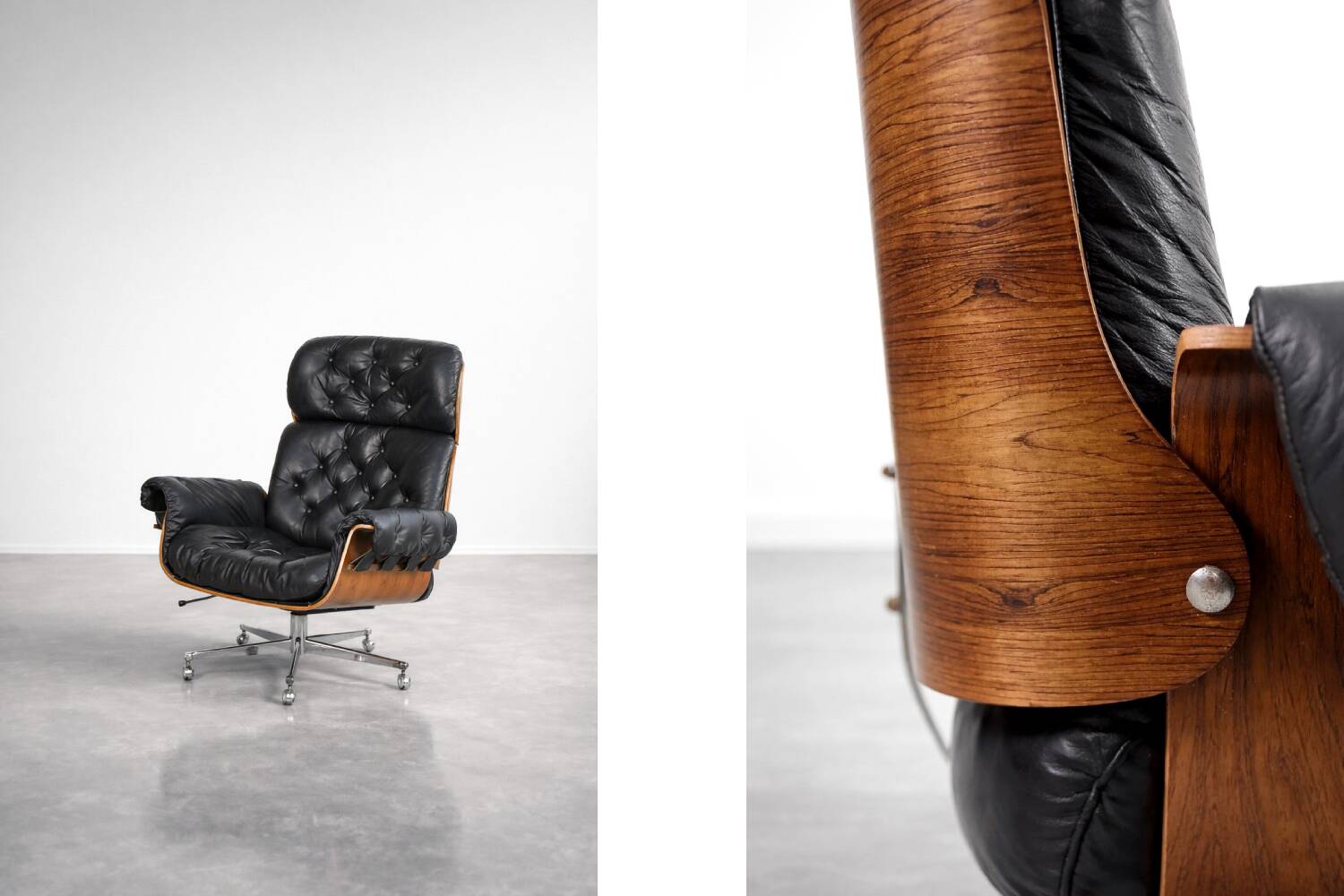 Vintage Mid-Century Modern Swiss Leather Lounge Chair from Giroflex