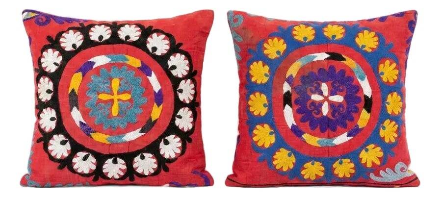 Set of 2 vintage embroidered cushion covers 53x56 cm