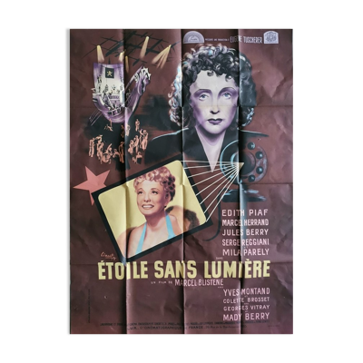 Affiche originale 1945 étoile snas lumière Edith Piaf Cinart Marcel Blistene Reggiani