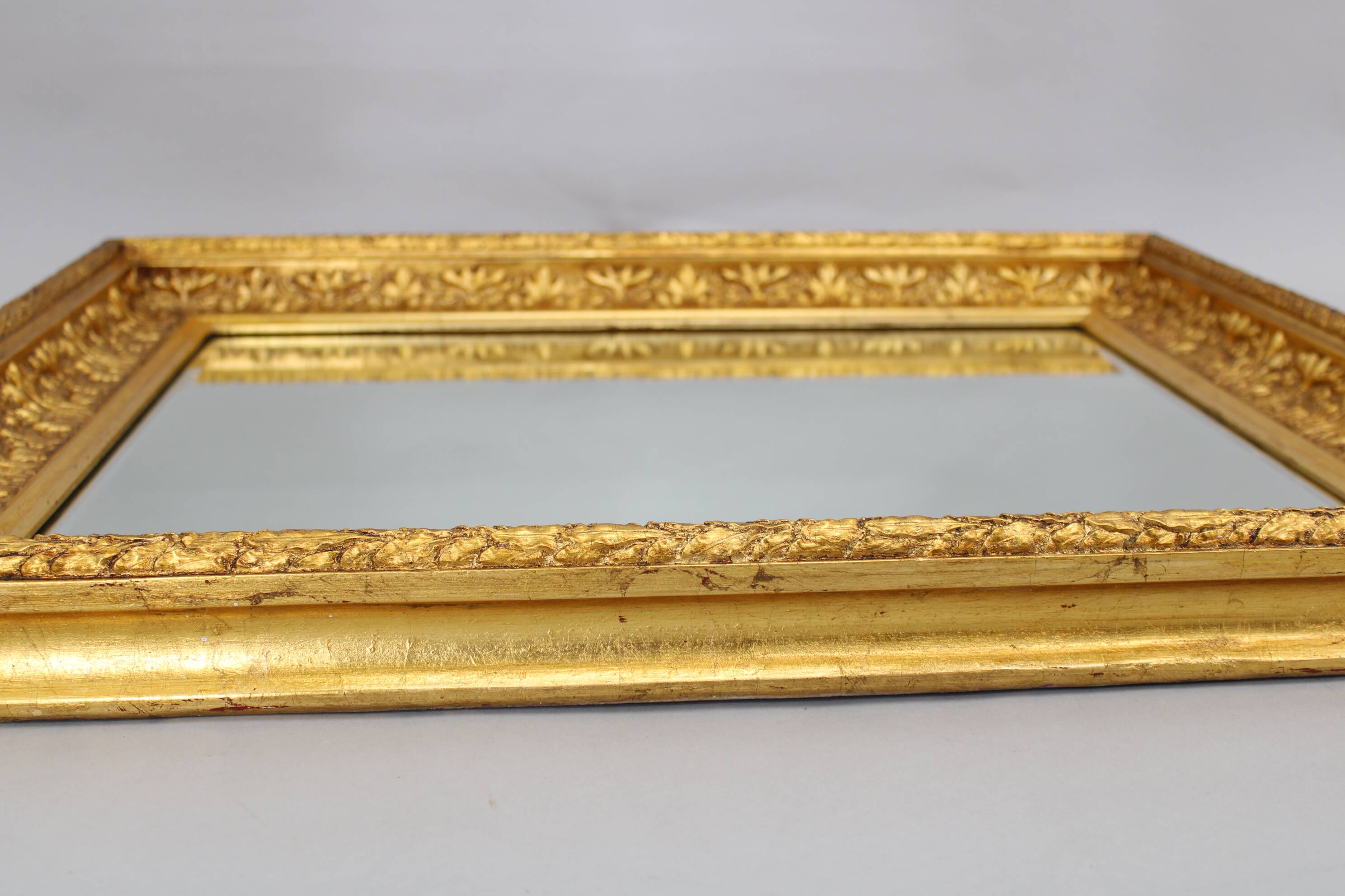 1940s Italian Mirror in Golden Wood Frame