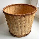 Cache-pot en rotin années 70
