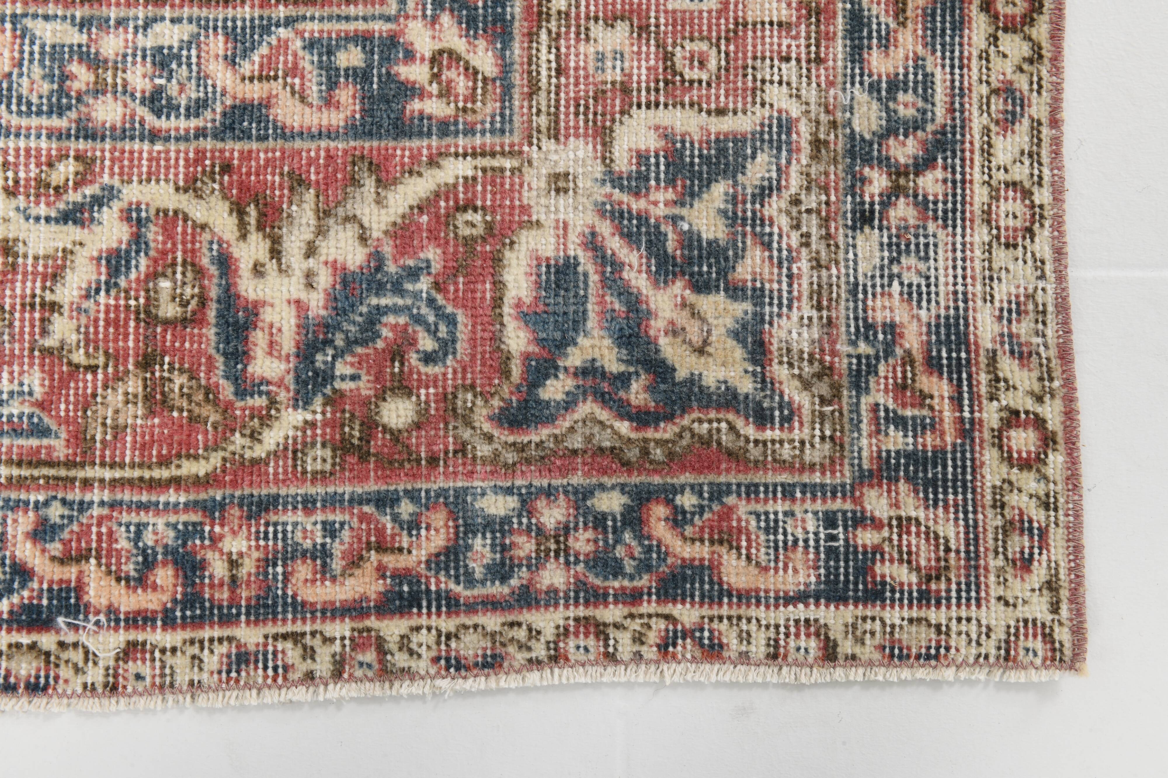 Faded Navy Blue Classic Vintage Persian Rug, 202x323 Cm
