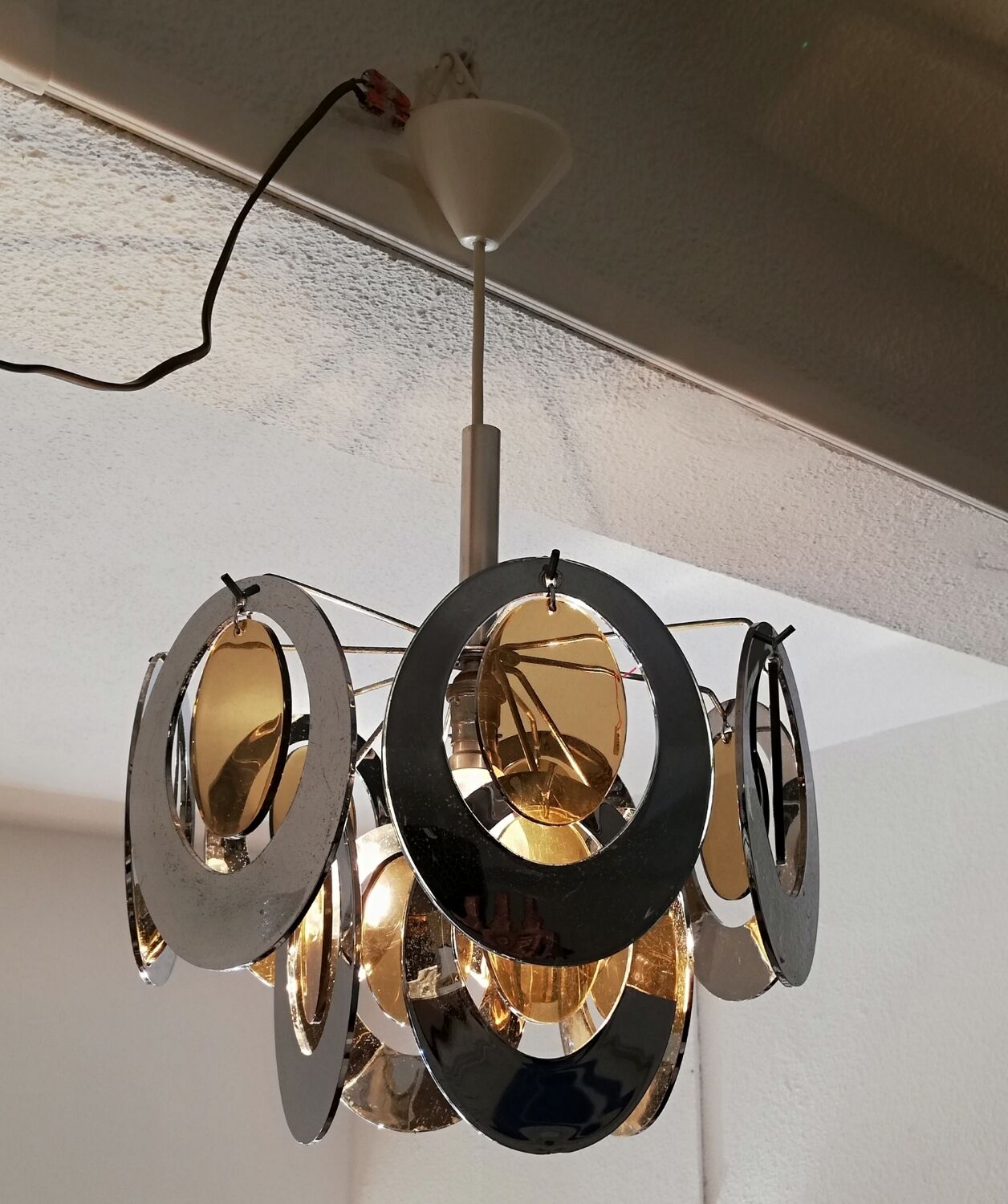 Metal chandelier and plexiglass 70s
