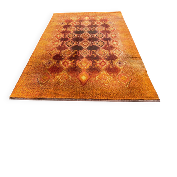 Grand tapis Shaggy vintage DESSO Menuette 200x300 cm orange & Marron 1970