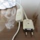 Owl lamp, ceramic owl and opaline ball 70s