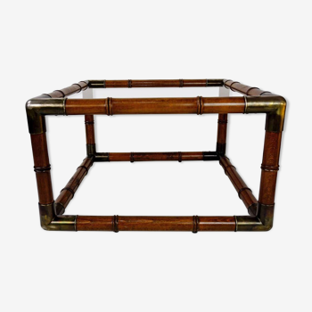 Coffee table from the 70s in wood, glass and brass