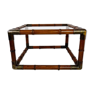 Coffee table from the 70s in wood, glass and brass
