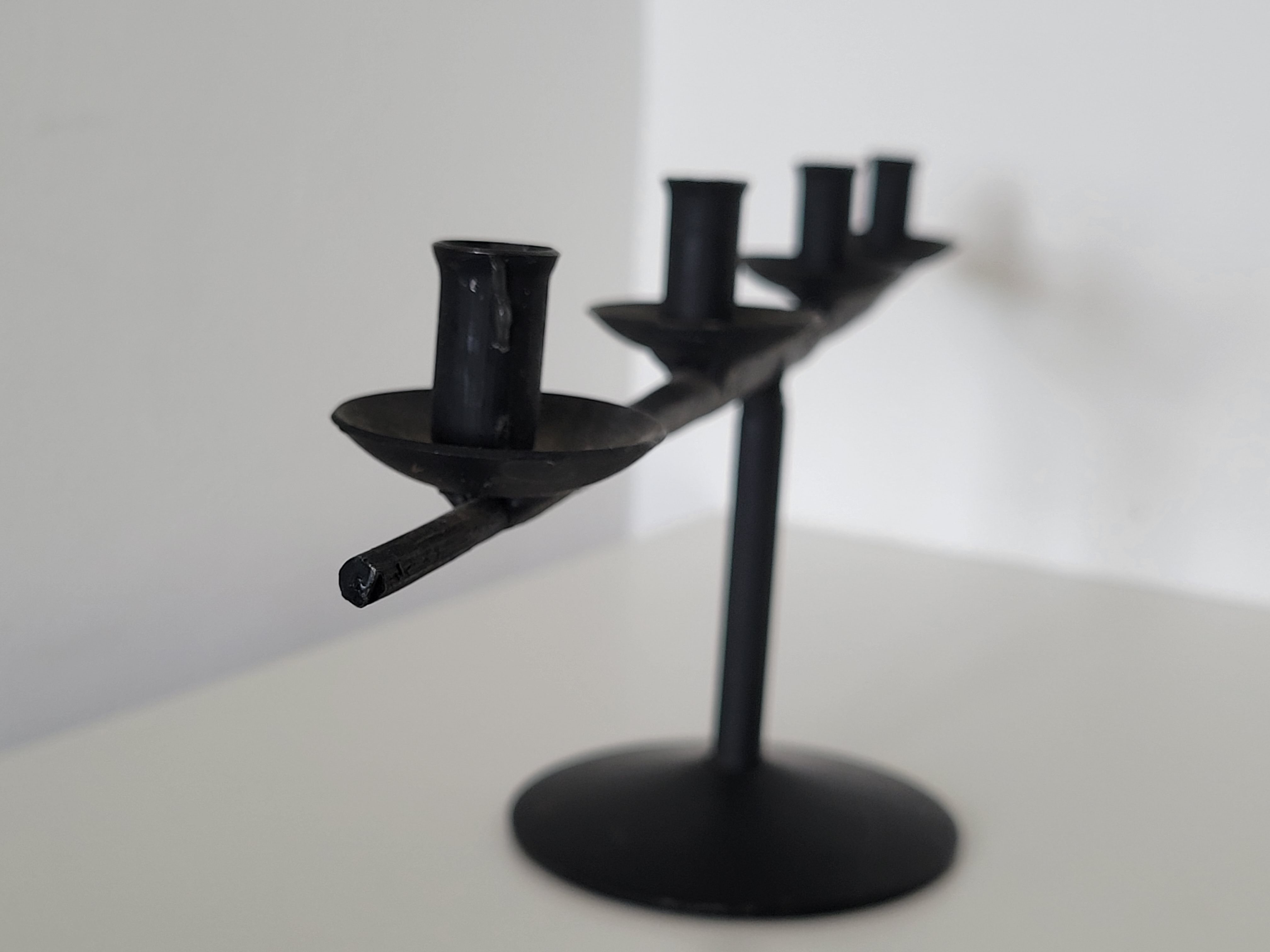 Brutalist candlestick candlestick with 4 metal branches