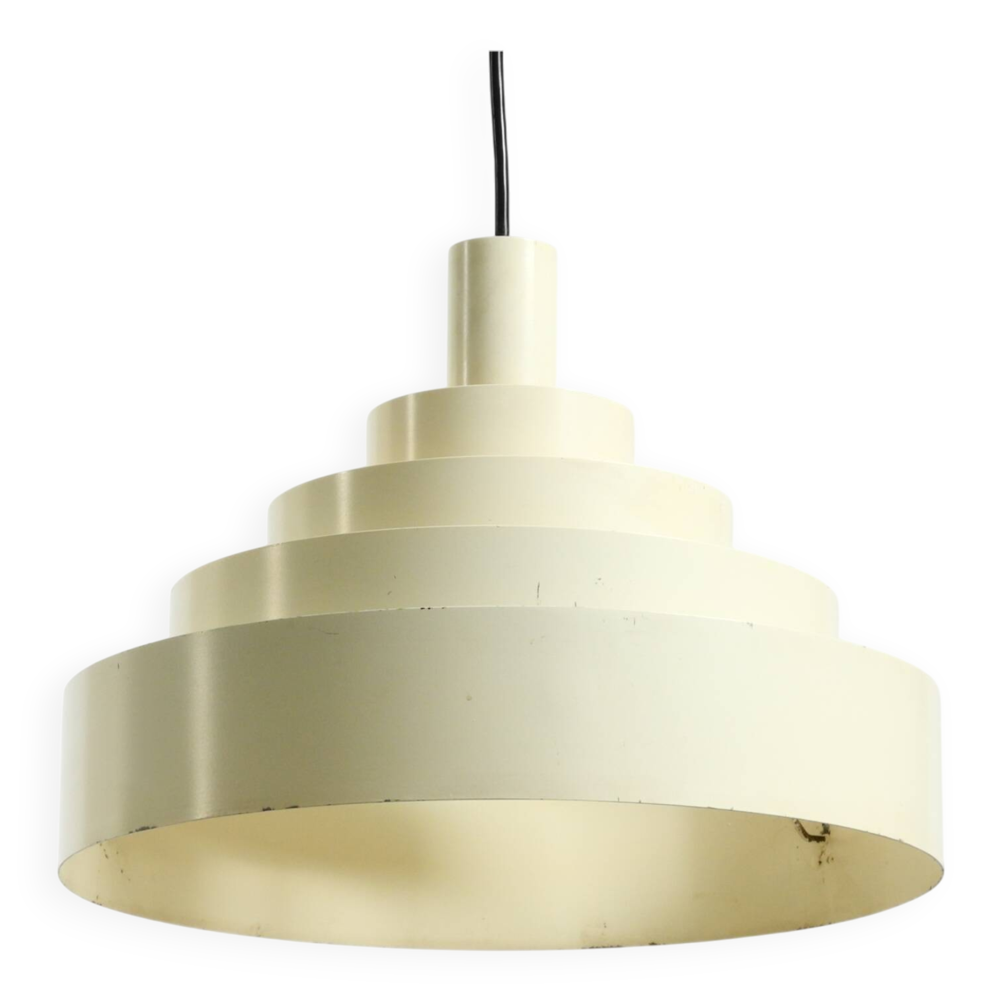 1960s Space Age heavy solid slatted metal pendant lamp