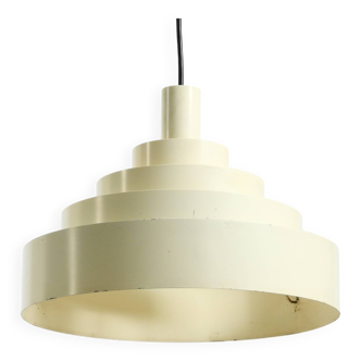 1960s Space Age heavy solid slatted metal pendant lamp