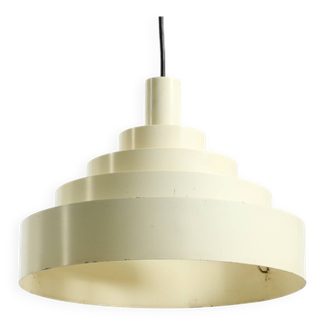 Lampe suspendue en métal massif à lattes solides de l'ère spatiale des années 1960