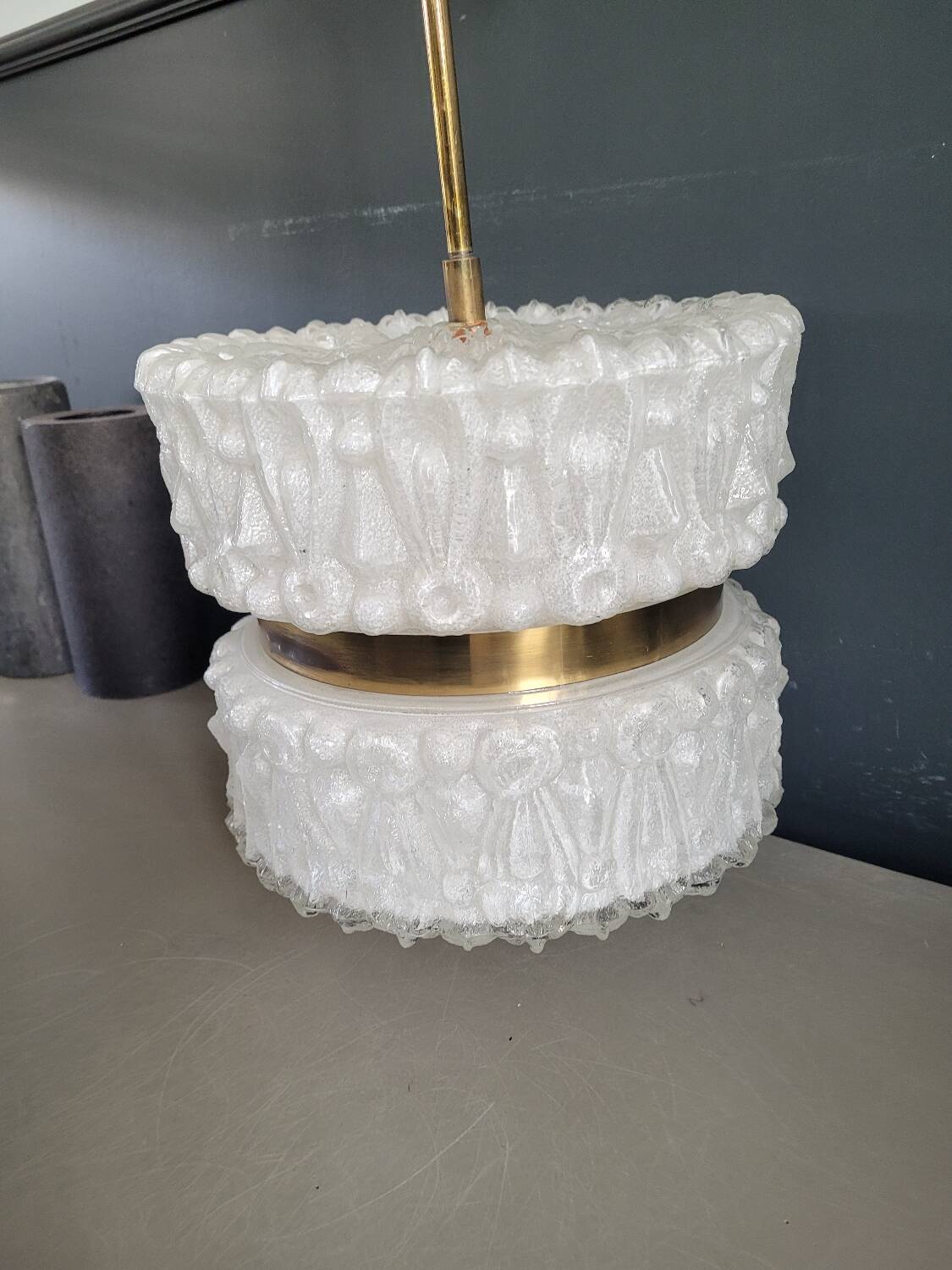 50s molded glass pendant light