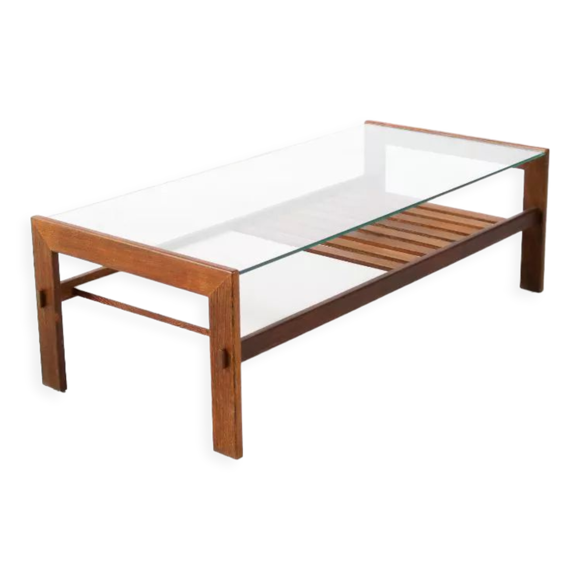 Table basse wengé & verre fumé
