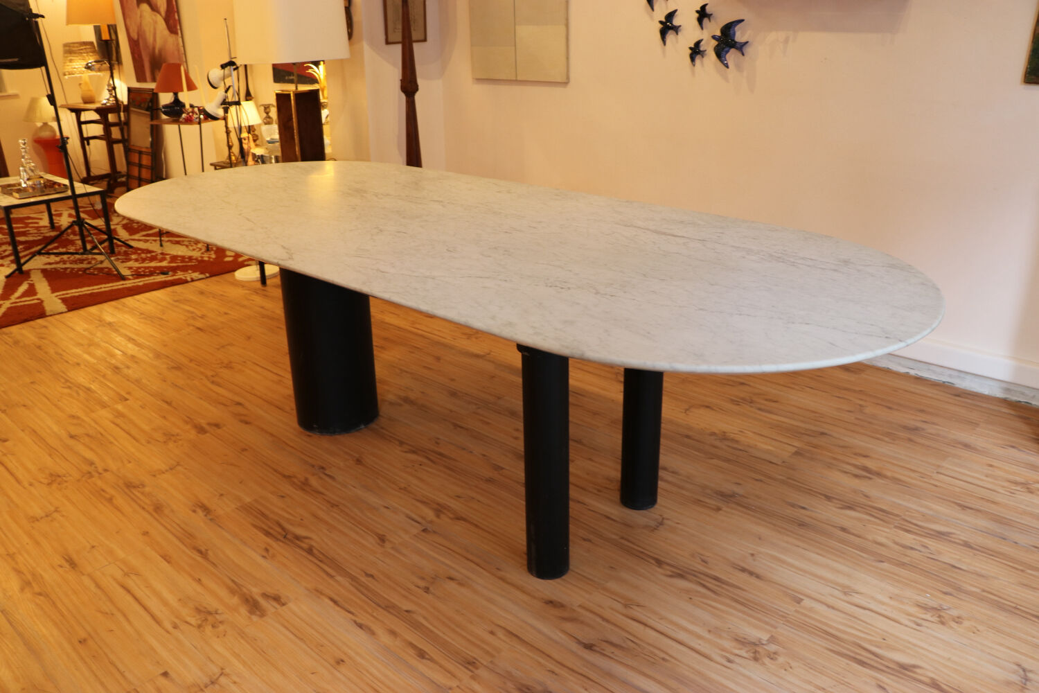 Large marble dining table, 1980s